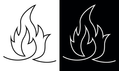 Duality of Flames icon. A Contrast Between Light and Dark
. Vector illustration isolated on white and black background.