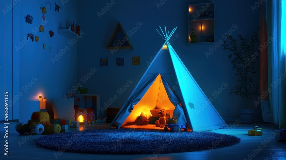 Canvas Prints a cozy teepee in a child's room