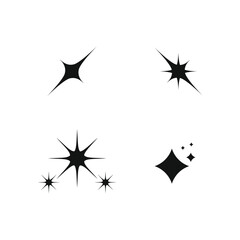 Shine or sparkle vector set of stars in black color on white background. Sparkle star icons. Shine icon. s 