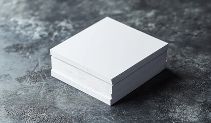  A stack of blank white business cards on a grey background, a mockup template for a branding presentation design concept. Created with Ai