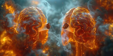 Obraz premium Lungs in Fire and Smoke