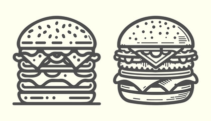 Silhouette of hamburger. Clean hamburger vector silhouette, perfect for fast food branding and modern designs.
