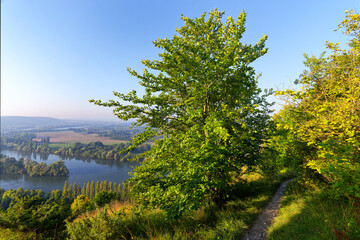 GR2 hiking path on the Andelys cliffs. Normandy region