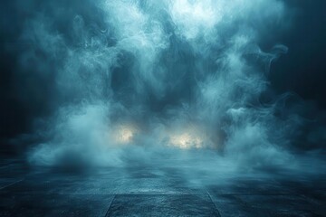 Fototapeta premium Ethereal Tempest: Luminous Eyes Pierce Through Turbulent Celestial Mists