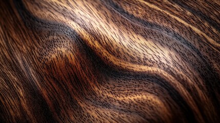 Naklejka premium Close-up View of Finely Polished Dark Walnut Wood
