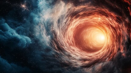 Naklejka premium Spiral vortex leading to constellation gateway, cosmic portal, surreal exploration