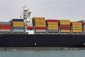 Large container ship at sea