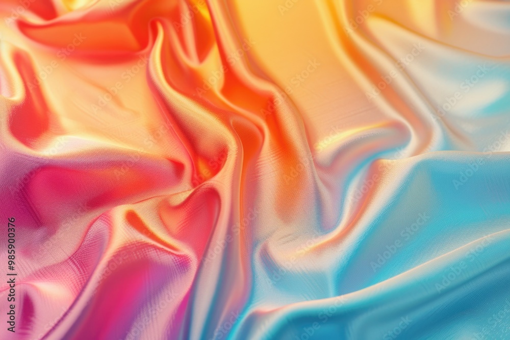 Poster A close-up view of vibrant, textured fabric with intricate patterns and colors