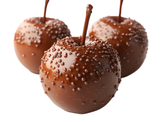 a group of chocolate apples. 
