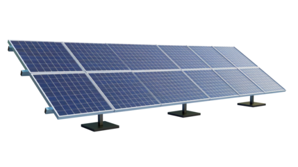Solar panels isolated on transparent background, png