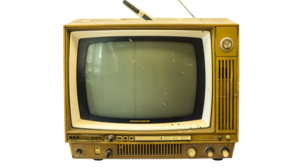 Old vintage retro tv television isolated on transparent background, png