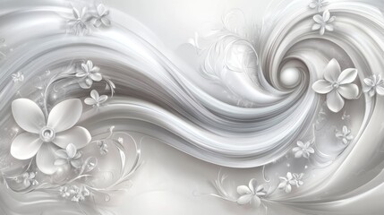 Elegant Flowing White Floral Design Background