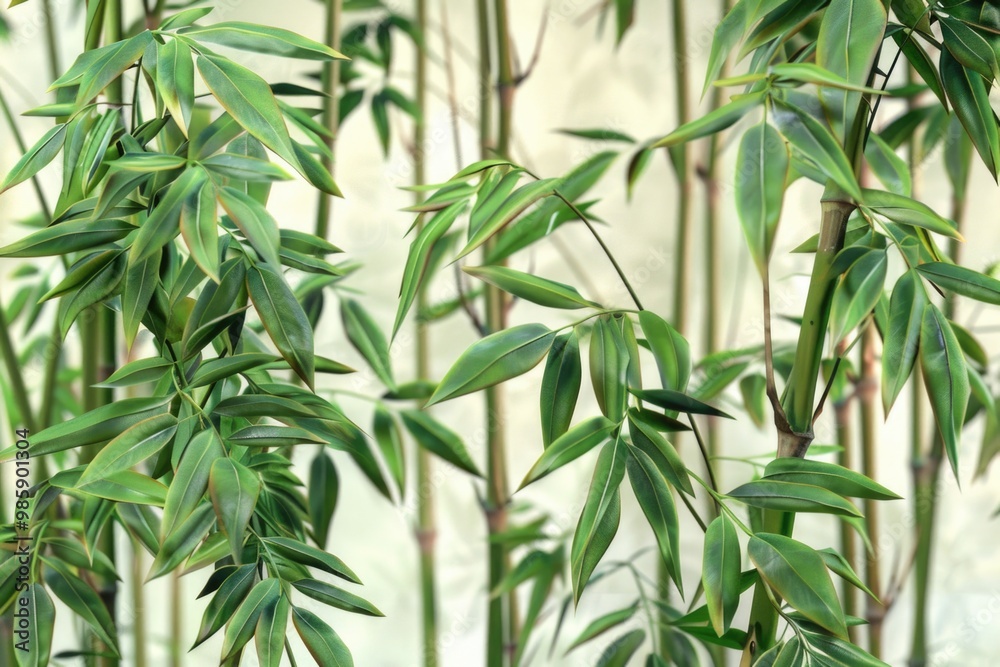 Poster A close-up view of various green plants, ideal for use in nature-inspired designs or as a background element