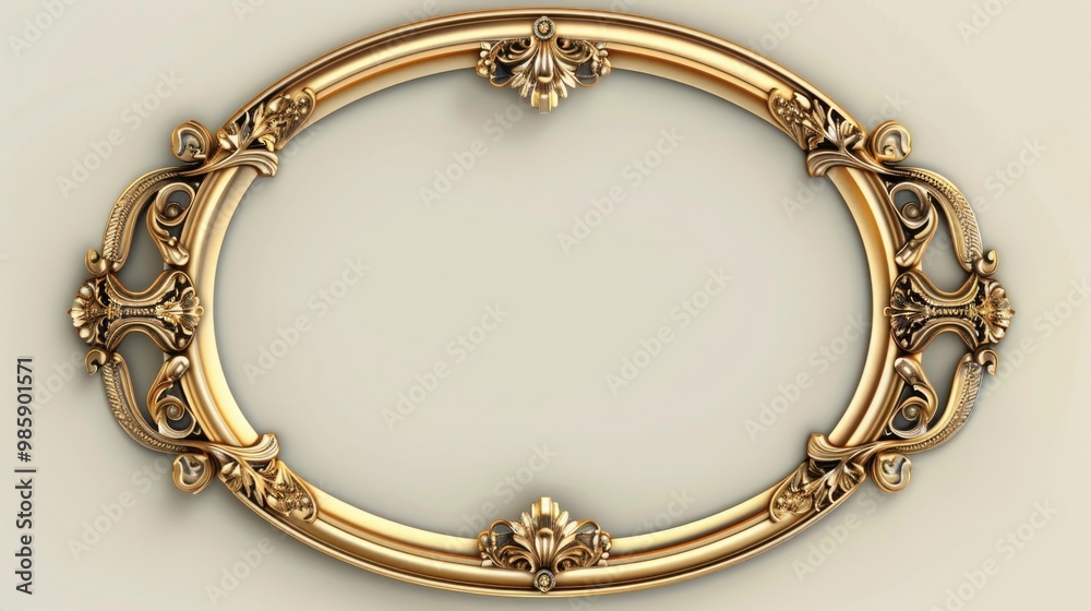 Poster a gold picture frame with intricate design elements