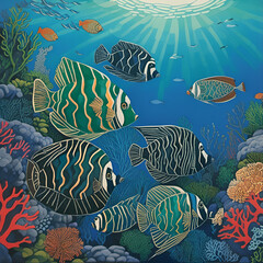 coral reef with fishes