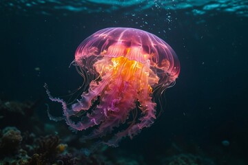 Fototapeta premium Jellyfish Floating in the Deep