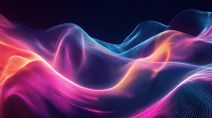 Fototapeta premium Abstract Digital Wave with Neon Lights and Gradient Color