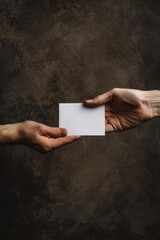 Naklejka premium A person is giving a document or message to another individual, possibly in a formal setting