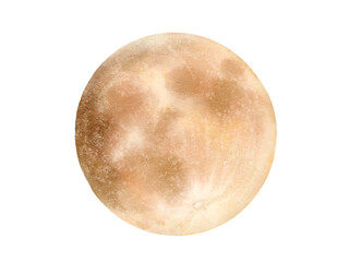 水彩で描いた綺麗な満月のイラスト素材 © まむのすけ