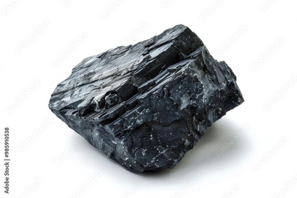 Poster a black rock sits atop a white surface, perfect for use in abstract or minimalist compositions