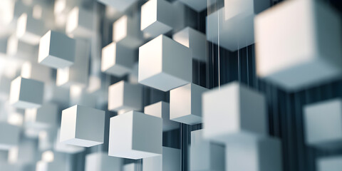 Fototapeta premium Floating cubes creating an abstract structure.