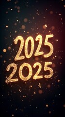 Banner 2025, New Year background, gold, luxury bokeh