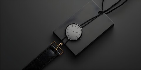 Elegant Black Watch with White Dial in a Modern Display
