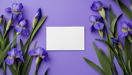 Irises and blank paper card