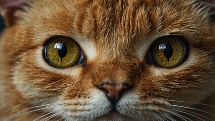 Close-up illustration of a cat's face with big eyes.