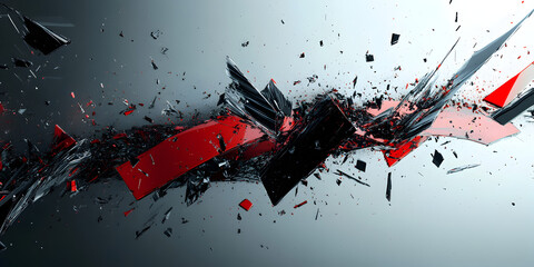 Chaotic digital elements overlapping on a smooth background.


