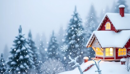 Naklejka premium Winter house in the snow