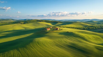 Fototapeta premium landscape green field sunlight beautiful