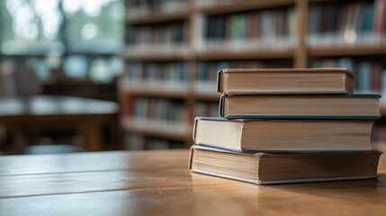 Stack of Books on Wooden Table