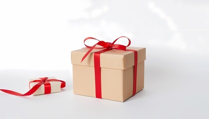 Obraz premium red gift box with ribbon