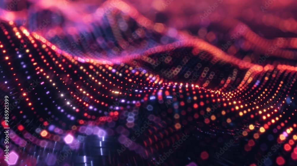 Poster a digital image of a wave of lights