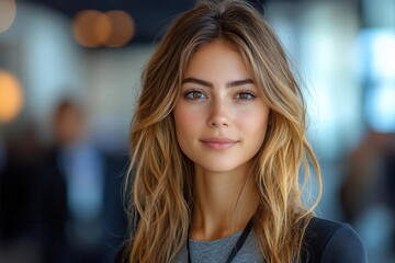 female urban planner at professional conference networking scene with diverse attendees modern conference setting depicting career development and industry collaboration in city planning