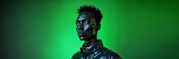 cyber hacker soldier fighter green fashion face