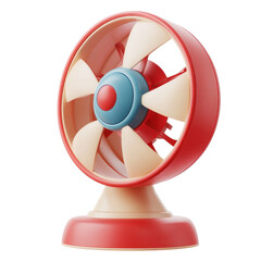 Colorful desk fan with a retro design, perfect for keeping cool and adding a touch of style to any workspace or home., isolated on a transparent background.