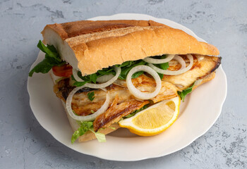 Turkish Balik Ekmek / Fish sandwich.