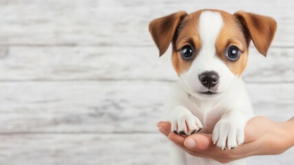 Puppy learning basic commands with a clicker, positive reinforcement, dog training essentials