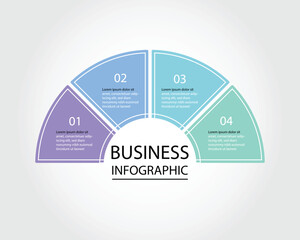 Business Infographic modern design template for banners and infographics for 4 pie of half circle step 