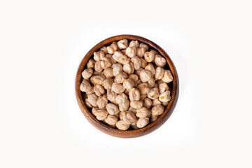 Food background from a texture of raw chickpeas close-up