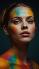 Colorful silhouette of a woman.