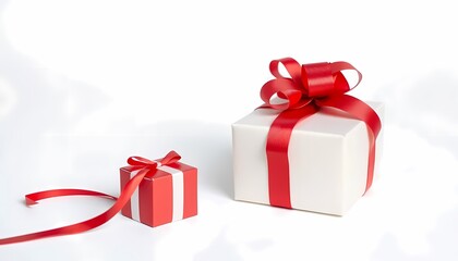 Obraz premium red gift box with ribbon