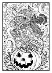 Line art halloween black and white for adults for fun and enjoy it