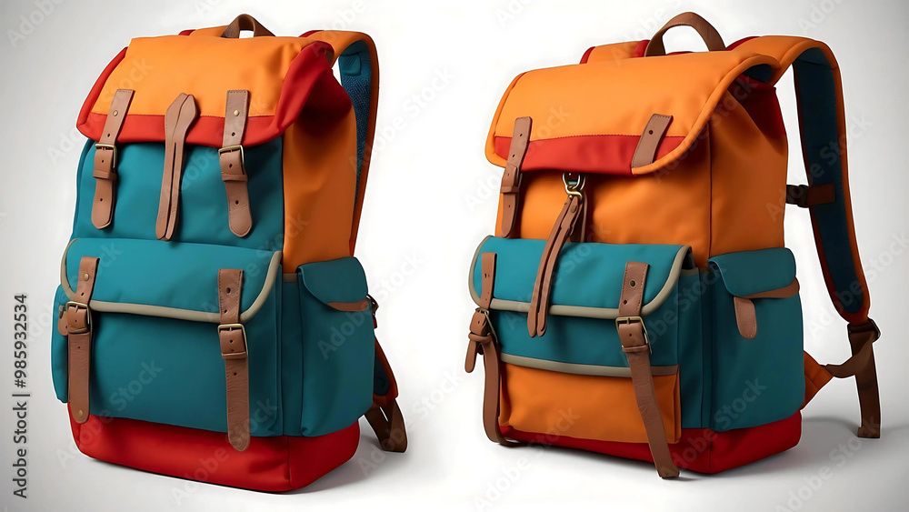 Wall mural a colorful backpack design with mockup