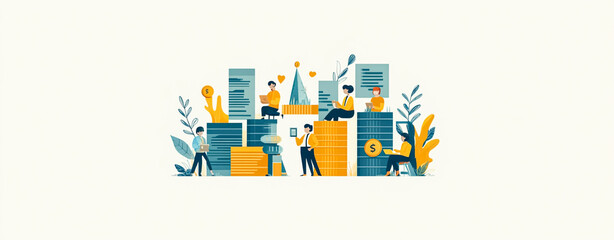 Obraz premium Business Productivity and Finance Concept Illustration