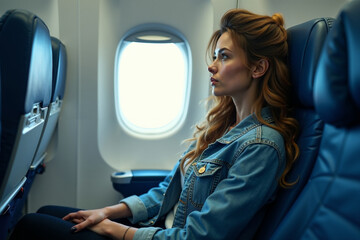 person sitting relax with window plane in background, generative AI