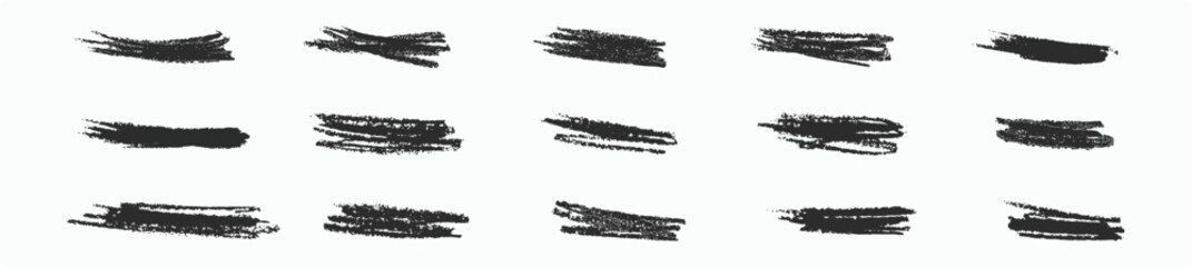 Black crayon brush stroke red underline, Vector hand-drawn brush underline elements, Crayon Strokes - Illustration