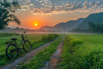 Obraz premium bicycle on sunset